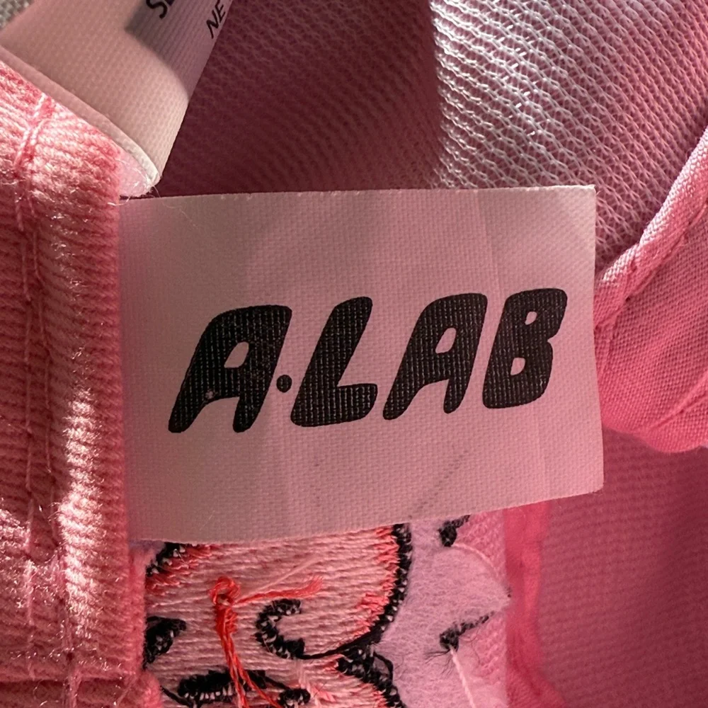 A LAB Pink corduroy Bucket Hat with Embroidery